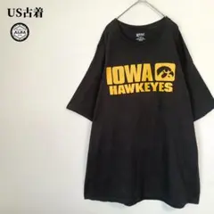 IOWA HAWKEYES　Tシャツ　US古着　USA直輸入　ブラック　2XL