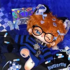 ぬい服 20cm ぬいぐるみ服 地雷系 病みかわ Y2K ボーダー 黒 青のサムネイル