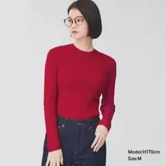 GU ジーユー リブハイネックセーター L レッド