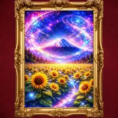 宇宙の恵み☆富士山と向日葵アート☆開運 繁栄 浄化 金運 自己肯定感