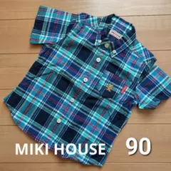 【美品】MIKI HOUSE チェック柄シャツ 90 半袖