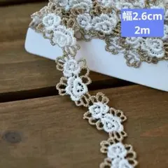 R473 ケミカルレース 幅2.6cm*2m ゴールド 白