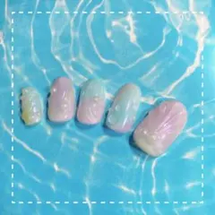 ぷっくり 夏 グラデーション オーダーネイルチップ10本セット 匿名配送
