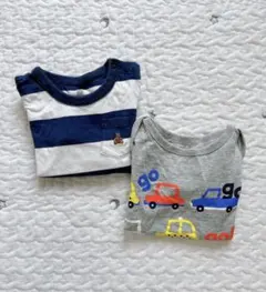 【2枚セット】ベビーGAP ロンパース ボーダー 車 男の子