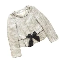 ピュアラスト ノーカラージャケット グレー　L 13号　フォーマル　ママスーツ