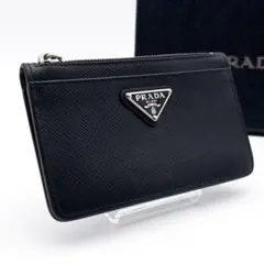 【未使用級】PRADA フラグメントケース　トライアングルロゴ　サフィアーノ　黒