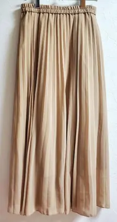 【GU】プリーツロングスカート ベージュ M