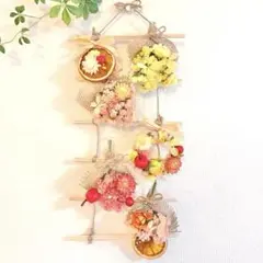 ドライフラワー スワッグ ガーランド はしご風 バラ 林檎 ヘリクサム