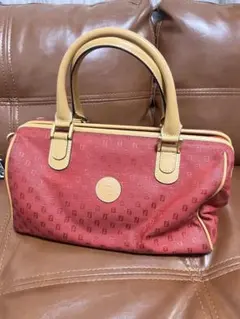 FENDI ズッキーノ ナイロンキャンバス カーフレザー ミニボストン レッド