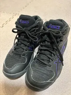 asics バッシュ、ダンクショット20cm ブラック/パープル