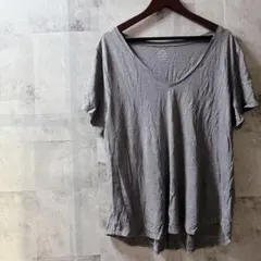 美品 オールドネイビー グレー Vネック Tシャツ 【2XL】 ヴィンテージ