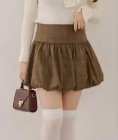 【新品】オリーブデオリーブ バルーンミニスカート チェック 美脚