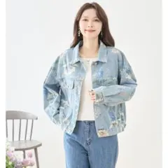 TRUBE 新品 フラワープリント デニムジャケット 1 カジュアル 羽織り