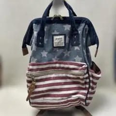 お*と様 アネロ anello 星条旗柄リュック&ハンドバック キャンパス&デニ