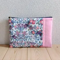 セール　リバティ　大きめ20cmのフラットポーチ　ポケット　オーチャード　206