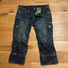Hysterics クロップドデニム カーゴパンツ 紺 XS スタッズ 裾ジップのサムネイル