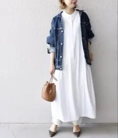 SHIPS フレンチスリーブ タック切替 ワンピース M ホワイト　ノースリーブ