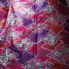 【未使用・布団皮】昭和レトロ　木綿生地　加工前　紫ピンク　135cm×2m