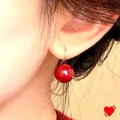 ピアス　レディース　ゴールド　ブランド　ステンレスポスト　大人可愛い　赤玉