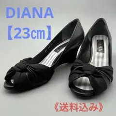 ダイアナ Diana ブラックウェッジヒールサンダル