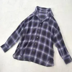 green label relaxing シアー チェック シャツ　パープルのサムネイル