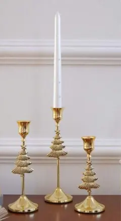 クリスマスツリー型キャンドルホルダー 3点セット