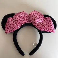 ミニーちゃん カチューシャ ピンクヒョウ柄
