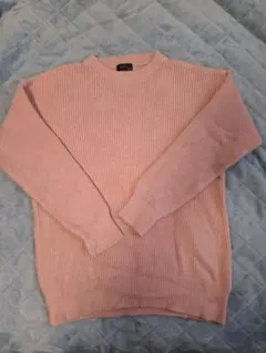 ピンク リブニットセーター XL