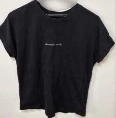 黒 半袖 Tシャツ プリント入り