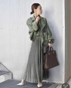 Ameri VINTAGE アメリヴィンテージ ワンピース プリーツ グリーン