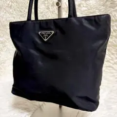 美品　PRADA プラダ　ミニ　ハンドバッグ　テスートナイロン　三角ロゴ　黒