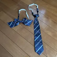 ネイビー ストライプ ネクタイ 蝶ネクタイ セット