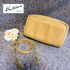 Kitamura お財布 しぼ革レザー ショルダーバッグ ベージュのサムネイル