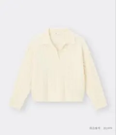 GU ジーユー パフィータッチスキッパーケーブルセーター オフホワイト M