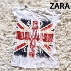 【ZARA 】red イギリス国旗デザイン Tシャツ　フレン半袖　S