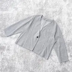 ノーカラージャケット【5L】グレー 大きめサイズ ゆったり プラスサイズ長袖