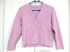 UNIQLO　スフレヤーンVネックカーディガン140㎝　美品　ピンク　秋冬