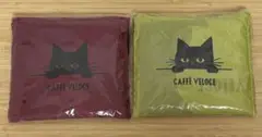 カフェ・ベローチェ　黒ねこエコバッグ　ベローチェレッド　ピスタチオグリーン
