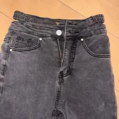 ダークグレー ハイウエストデニム スキニー