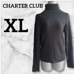 美品⭐️CHARTER CLUB 【XL】黒タートルネックセーター　ケーブルニット