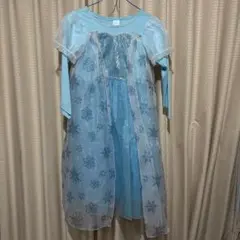 水色 雪の結晶模様 エルサ風ドレス　130