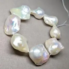 艶 淡水パール オイスター バロック マーメイド 虹色 18〜20mm ホワイト