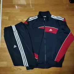 adidas ジャージ上下セット 黒/赤 O