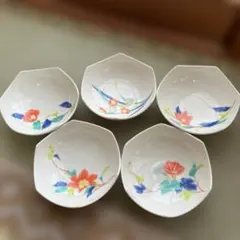 【即日発送】未使用　暗所保管品　香蘭社 小皿 5客セット 花柄 六角形皿　有田焼のサムネイル