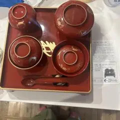お食い初め 食器セット 男の子 漆器 百日祝い 祝い膳 赤のサムネイル