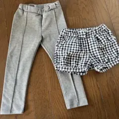 グレー スラックス & チェックショートパンツ セット