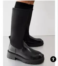 今期新作ソックススタイルブーツ ブラック　zaraキッズ　35 シューズ袋付き！