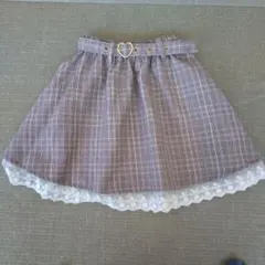 チェック レース付きスカート120センチ