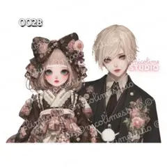 【0028】和装カップル オリジナル人物ステッカー4枚-バラ売り可