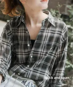 美品♡Spick&Spanコットンボイルチェックルーズシャツ 23SS 大人気 買取入荷】2023 SPICK&SPAN コットンボイルチェックルーズシャツ